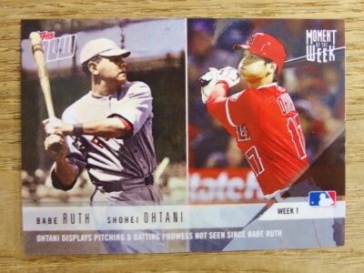 BABE RUTH & 大谷翔平 2018 TOPPS NOW OHTANI DISPLAYS PITCHING & BATTING NOT SEEN SINCE BABE RUTH